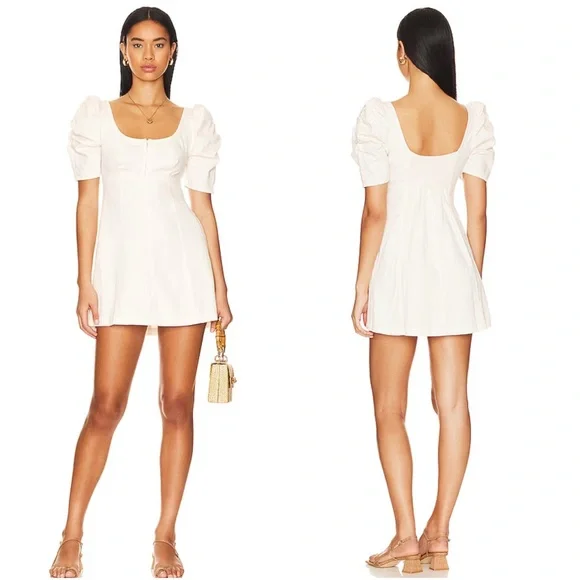 NWT Free People Cheyenne Puff Sleeve Denim Dress Size Medium - Picture 2 of 15